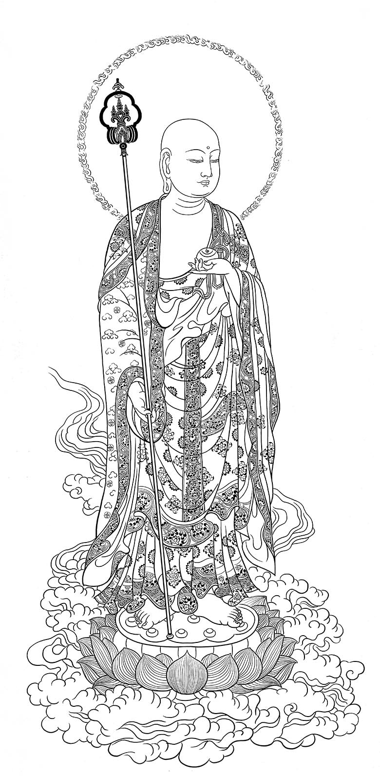 Sacred King Ksitigarbha Thangka DIY Kit