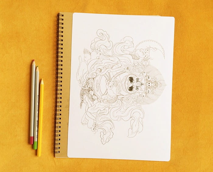 Thangka Coloring Book - White Outline Mindfulness Edition for Kids