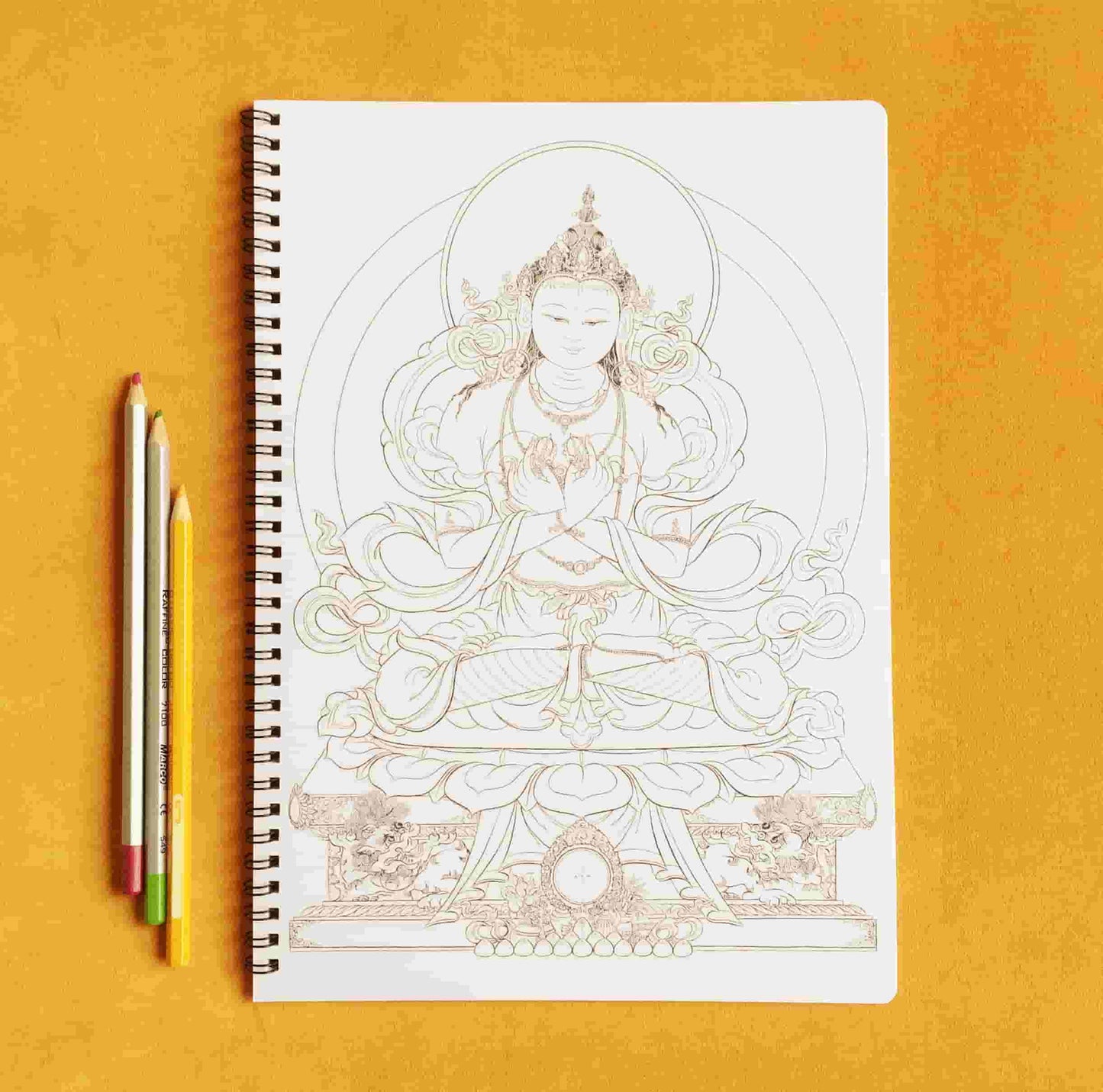 Thangka Coloring Book - White Outline Mindfulness Edition for Kids