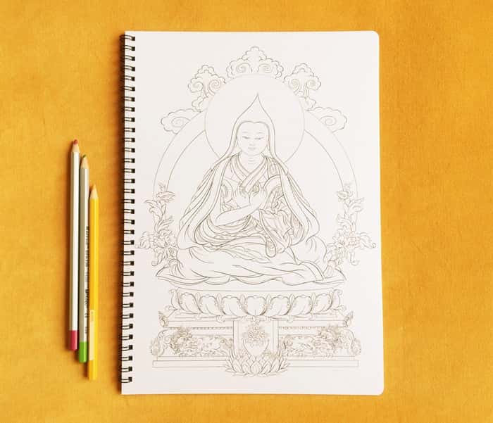 Thangka Coloring Book - White Outline Mindfulness Edition for Kids