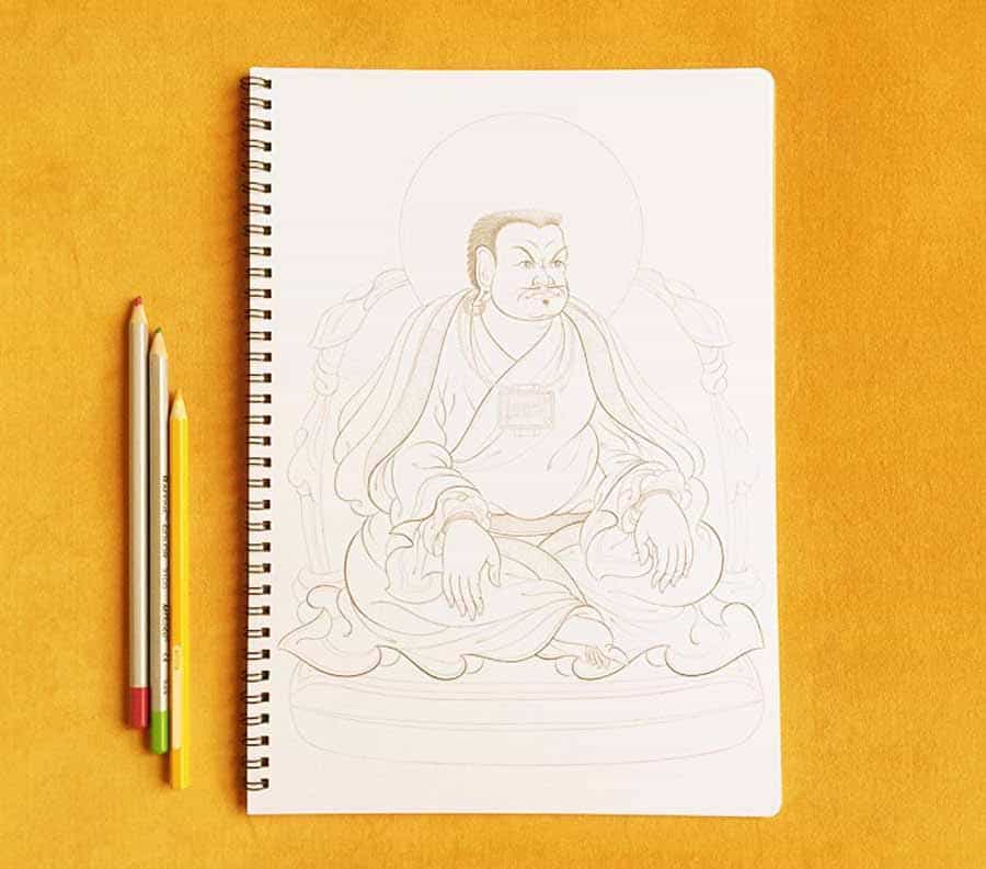Thangka Coloring Book - White Outline Mindfulness Edition for Kids