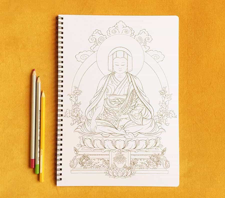 Thangka Coloring Book - White Outline Mindfulness Edition for Kids