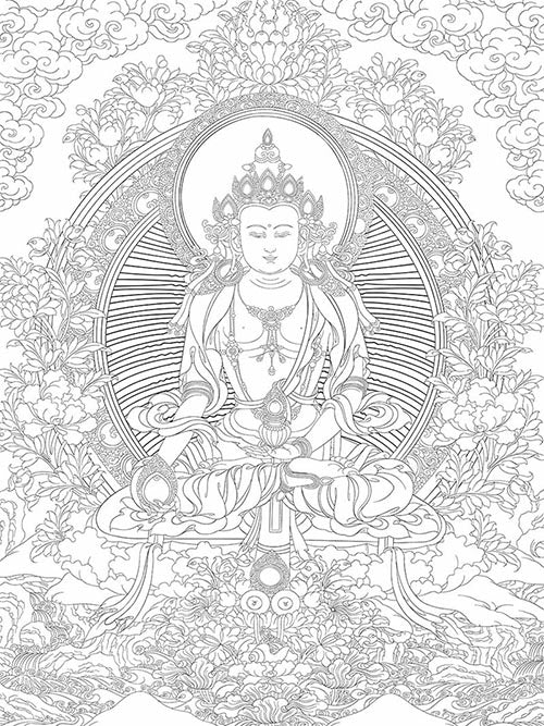 Tibetan Ksitigarbha Bodhisattva Thangka DIY Kit - Handcrafted Masterpiece