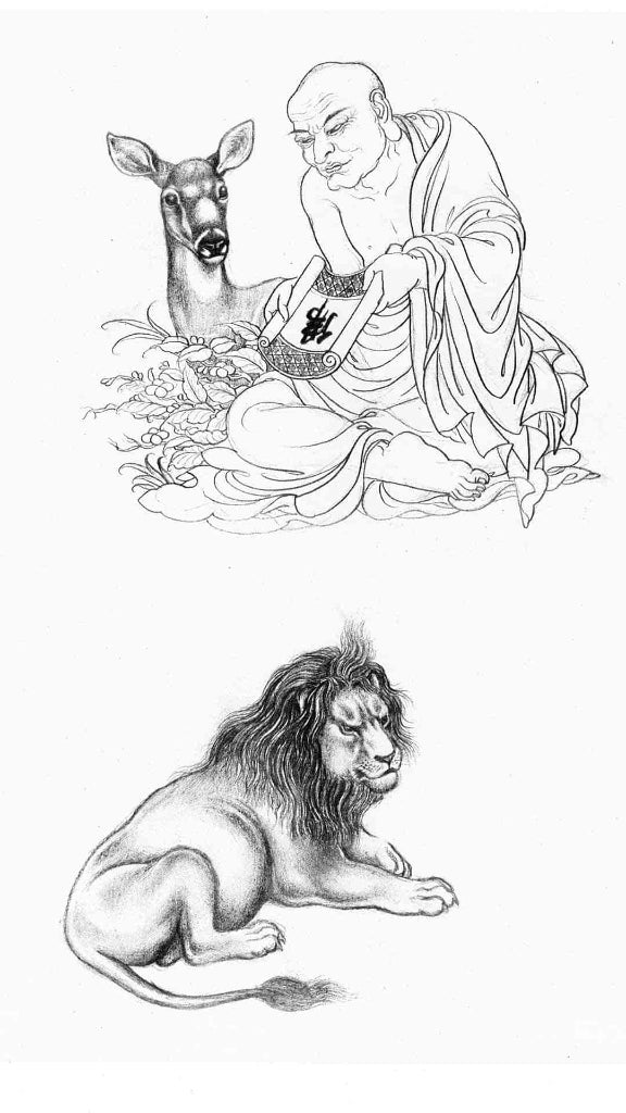 Tibetan Thangka Re Gong Style White Outline Sketch Collection (Digital Edition)