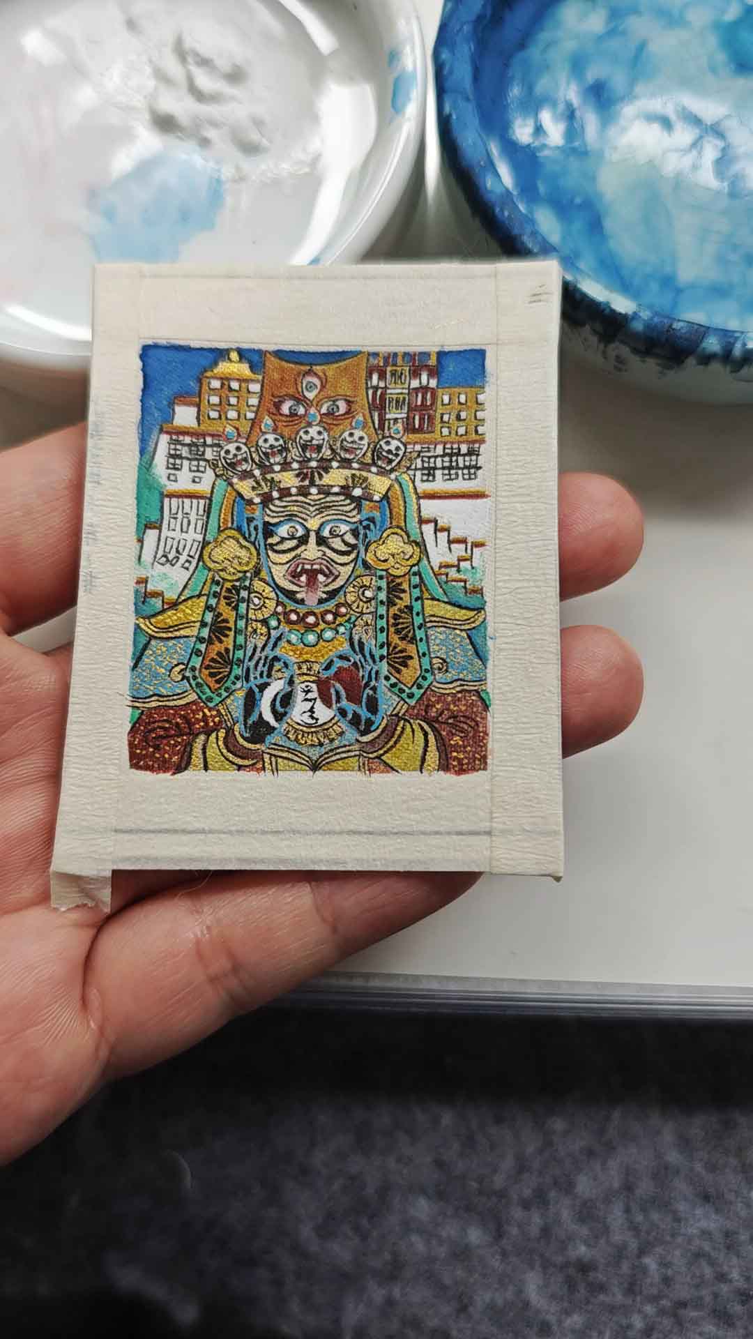Zakirum God of Wealth Mini Thangka Sketch Set – 32 Hand-drawn Designs