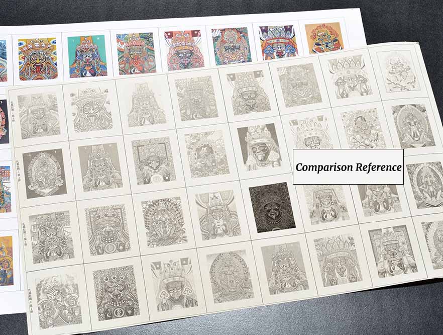 Zakirum God of Wealth Mini Thangka Sketch Set – 32 Hand-drawn Designs