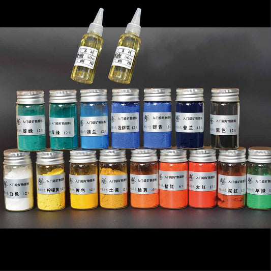 Beginner’s Mineral Pigment Set – 16 Colors for Thangka Painting