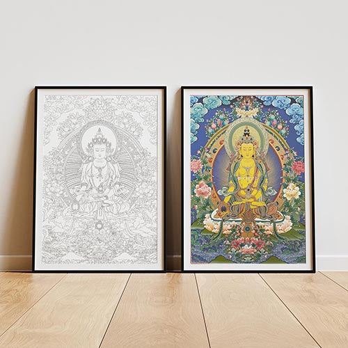 Tibetan Ksitigarbha Bodhisattva Thangka DIY Kit - Handcrafted Masterpiece