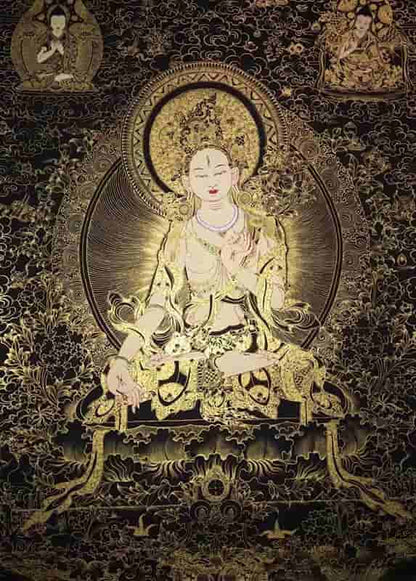 
White Tara Black Gold Thangka DIY Kit: A Journey to Inner Peace
