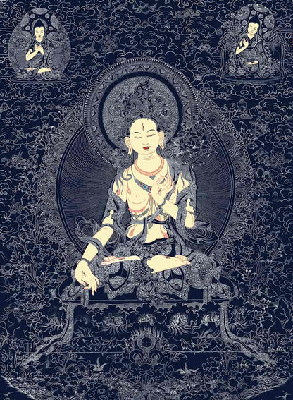 
White Tara Black Gold Thangka DIY Kit: A Journey to Inner Peace
