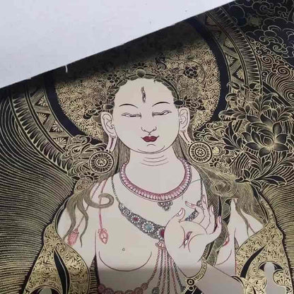 
White Tara Black Gold Thangka DIY Kit: A Journey to Inner Peace
