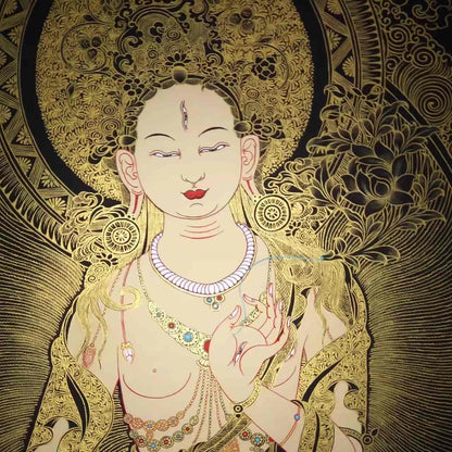 
White Tara Black Gold Thangka DIY Kit: A Journey to Inner Peace
