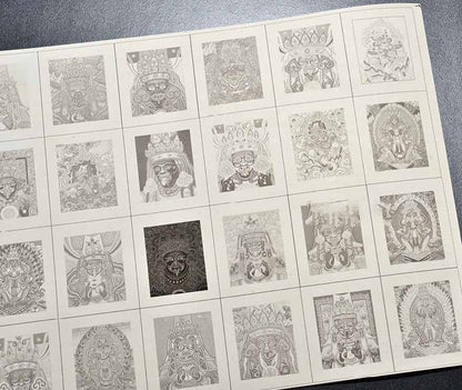 Zakirum God of Wealth Mini Thangka Sketch Set – 32 Hand-drawn Designs