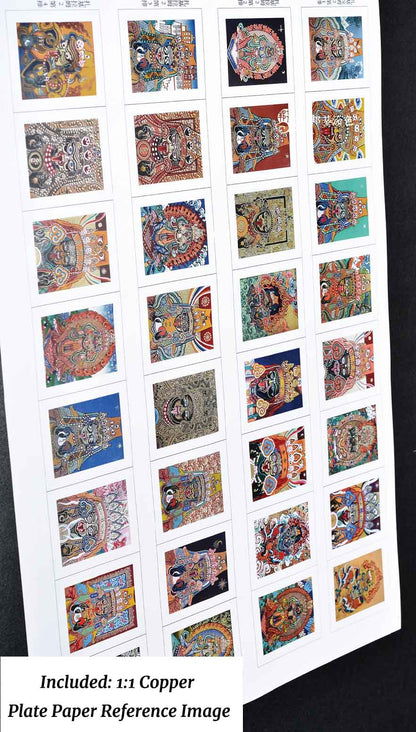 Zakirum God of Wealth Mini Thangka Sketch Set – 32 Hand-drawn Designs